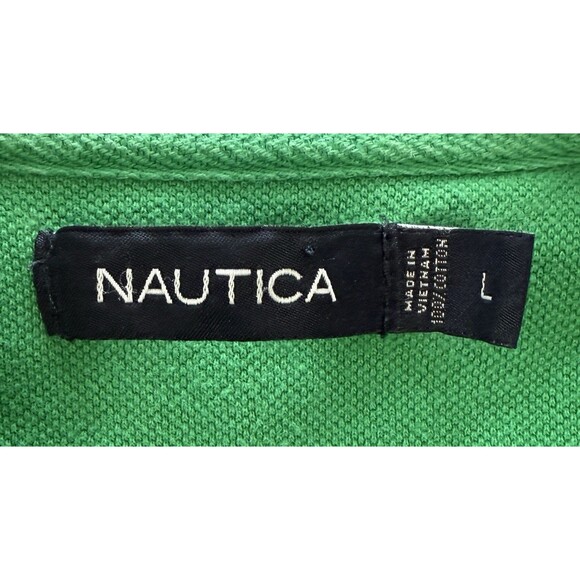 Nautica Mens Striped Polo Shirt Y2K Coastal Casual Preppy Sailboat Logo Sz Lg - Picture 4 of 7